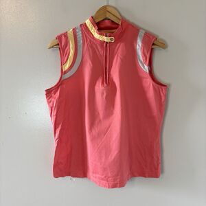 Jamie Sadock 1/4 Zip Tank Top Coral Orange Cotton Golf Tennis Athleisure Large